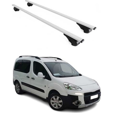 OMAC Barres de toit pour Peugeot Partner Tepee 2008-2018 – TÜV / DIN 75302:2019 – Antivol inclus – Charge max 75 kg – 2 barres Argent (1/4)