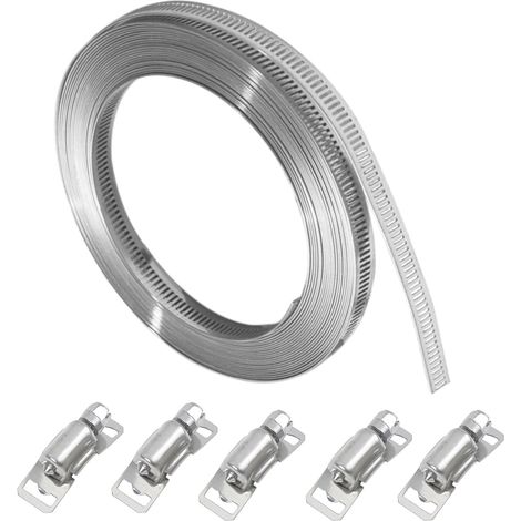 2M Verstellbare Schlauchschelle aus Edelstahl, Schneckengewinde-Schlauchschelle aus 304 Edelstahl, verstellbares Gummiband mit 5 Befestigungen (1/5)