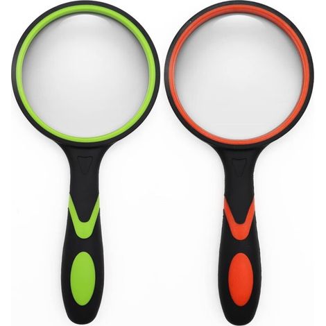 Lot de 2 loupes de poche 75 mm 10X, loupes de lecture en caoutchouc pour enfants et personnes âgées, adaptées aux loisirs et aux sciences (1/5)