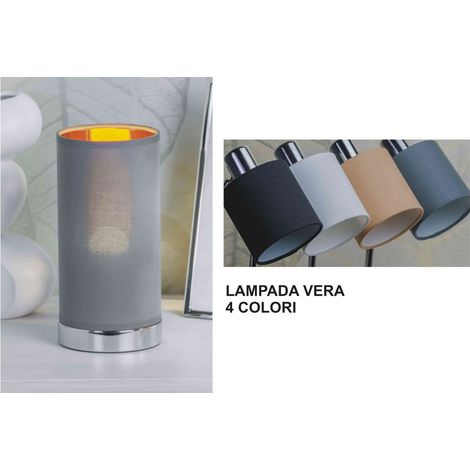 Lampada da tavolo moderna vera in metallo e tessuto 24 cm 4 Colori