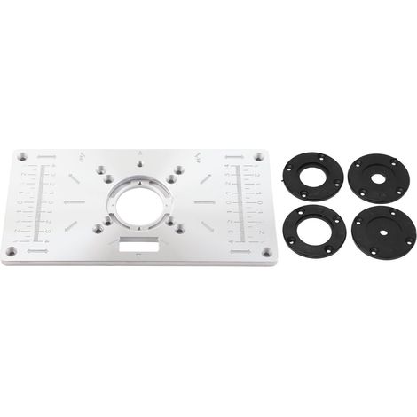 Plaque d'insertion en aluminium pour table de défonceuse, établi de menuisier, fraiseuse, machine à affleurer, 8 trous avec anneaux