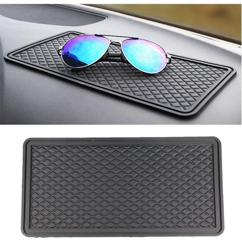 Tapis antidérapants pour tableau de bord de voiture, lavable, compartiment de rangement pour tableau de bord, tapis antidérapant, pour téléphone portable, clés de voiture, lunettes de soleil (1/5)