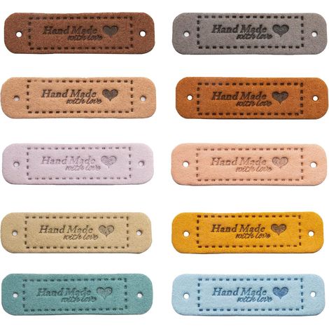 100 etichette in similpelle fatte a mano, dal design curato, con fori, ideali per lavori creativi, cucito, uncinetto, maglia e cappelli (multicolore) (1/5)