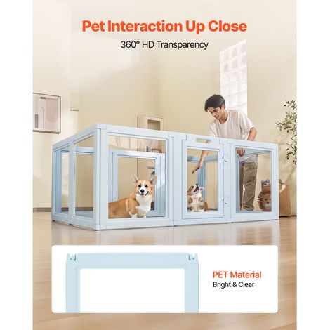 Boxe mise bas chien 1.9x1.2x0.7 m, parc transparent imperméable grand chien, enclos chiot fenêtres et serrure, facile à nettoyer, durable intérieur chiens chats naissance (1/5)