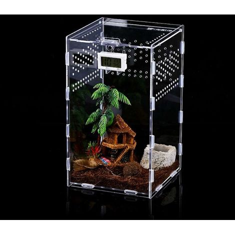 Insect Feeding Box, 12x12x20cm Clear Acrylic Breeding Case for Reptiles, Spide, Lizard, Scorpion, Centipede, Horned Frog, Beetle (1/5)