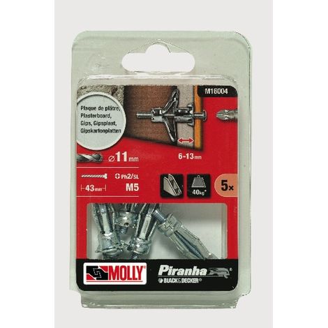 5 tacos de expansión metálicos MOLLY Ø 5 x 36 mm con tornillos M5 - M16004-XJ