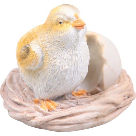 Poussin avec oeuf cassé en résine 10 x 9 x 11 cm (1/2)
