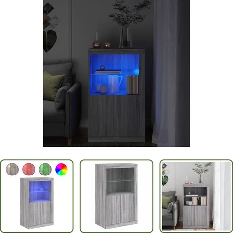 Éclairage LED - Armoire latérale et lumières LED sonoma gris bois d'ingénierie (1/5)