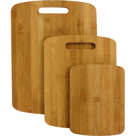 Lot de 3 planches à découper en bambou naturel 24 x 20 x 15 cm (1/5)