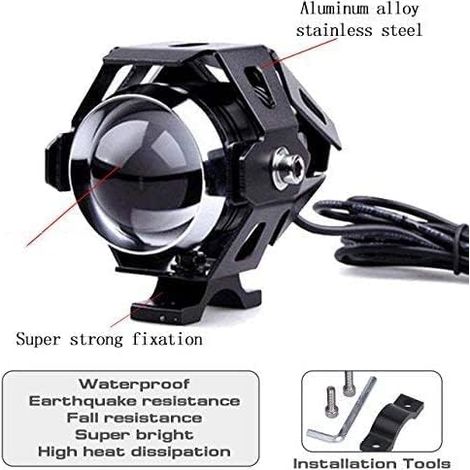 confezioni U5, faro LED 1200LM 6500K per proiettore DRL con abbaglianti/anabbaglianti/flash 3 modalità con interruttore color argento (1/3)