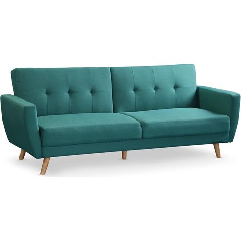 Canapé convertible clic-clac scandinave Refresha Tissu Bleu vert (1/5)