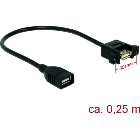 Kabel usb 2.0 a buchse  usb 2.0 a buchse zum einbau 0,25 m delock