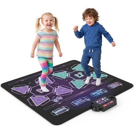 COSTWAY Tapis de Danse Enfant Pliable avec Lumières LED et 4 Modes de Jeu