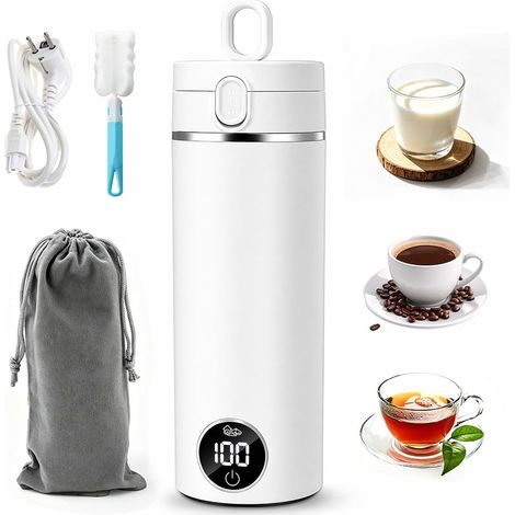 Petite bouilloire électrique de voyage 450 ml, petite bouilloire en acier inoxydable 316, mini bouilloire portable avec 6 niveaux de température, bouilloire de camping de voyage pour thé, café, lait (1/5)