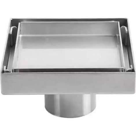 Siphon de sol en acier inoxydable SUS 304 – Drain carré 10 x 10 cm – Capacité de drainage élevée – Anti-odeurs et nuisibles