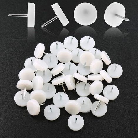 Lot de 40 patins à clouer en nylon blanc pour meubles, 18 mm, chaises et parquets (1/5)
