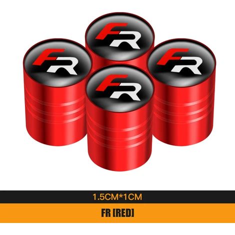 (Rouge pour FR) 4 bouchons de valve de pneu en aluminium pour voiture, compatibles avec Seat Leon, Cupra, Ibiza, Altea, Exeo, Mula, Sportcoupe, Alhambra et Tarraco. (1/5)