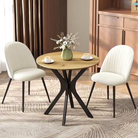 Mesa de comedor, mesa de cocina, mesa redonda, diseño moderno, 78 cm x 78 cm x 75 cm, madera natural.