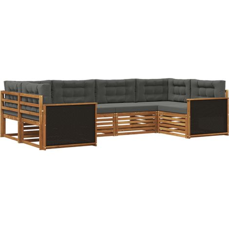 Conjunto de sofás de exterior 6 uds. Natural y Antracita vidaXL (1/5)