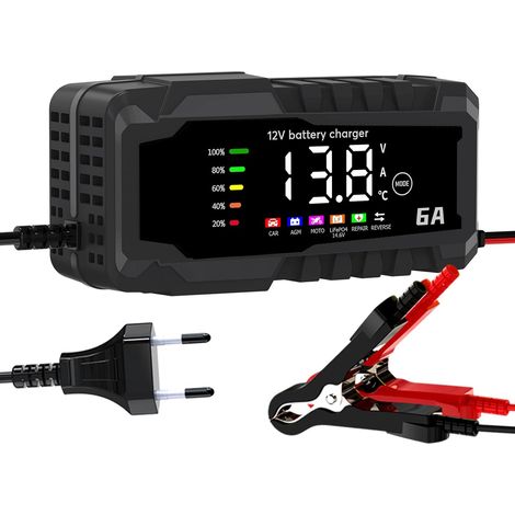 6A12V LiFePO4 Chargeur de Batterie Intelligent, Chargeur Batterie avec écran Tactile LED (1/5)