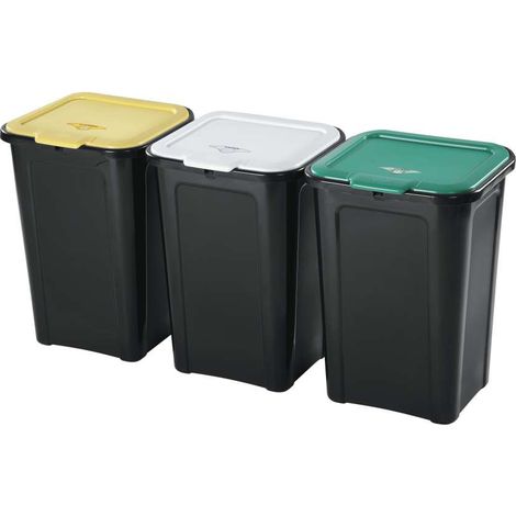 Lot de 3 bacs de recyclage - capacité 44 litres par bac