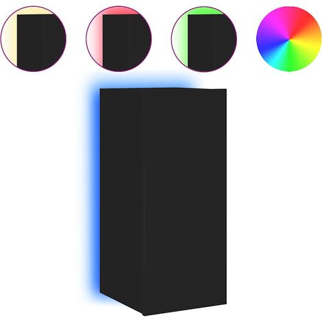 Mobile TV Armadietto TV Mobile Porta TV a Parete con Luci LED Nero 30,5x35x70 cm (1/4)