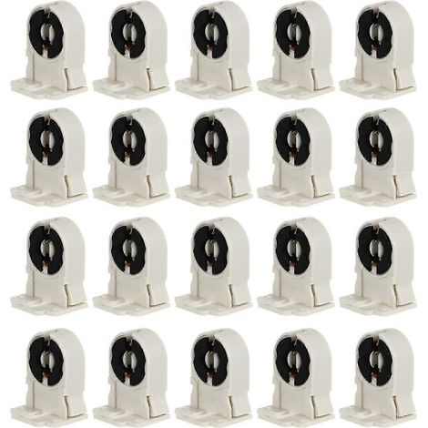 Lot de 20 douilles pour tubes fluorescents T8/G13, douilles pour lampes domestiques (sans shunt). (1/3)