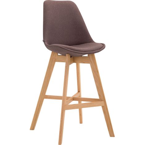 Tabouret de bar chaise haute design scandinave moderne en tissu marron TDB10380 (1/3)