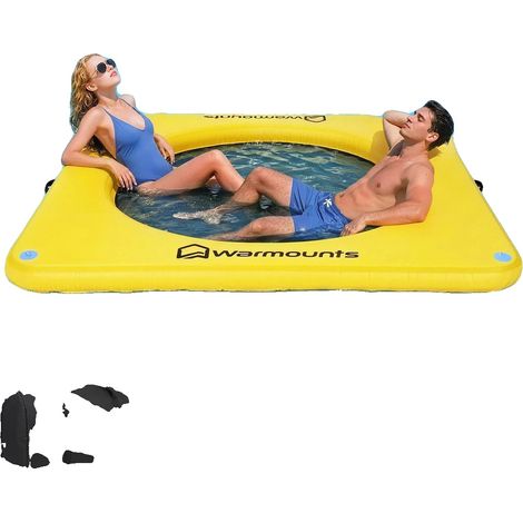 Tapis flottant gonflable, sac de transport portable, pompe à air incluse, 8X8fFTX6in (1/5)