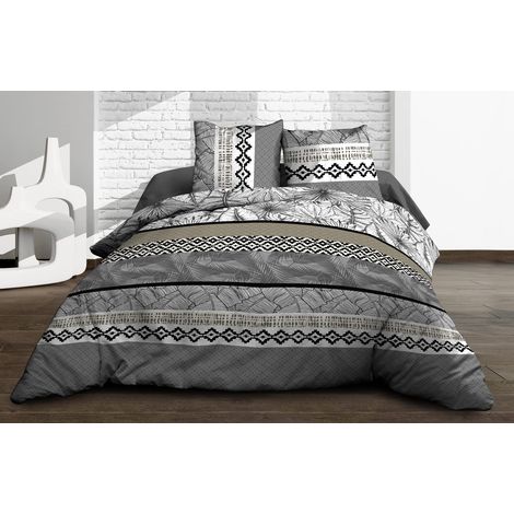 Parure de Couette, Coton, Gris, 240x260 (1/4)