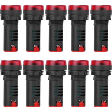 10 Pièces BERM® Indicateur Lumineux LED AD16-22SM avec Alarme Sonore et Flash Rouge, 12V AC/DC (1/5)