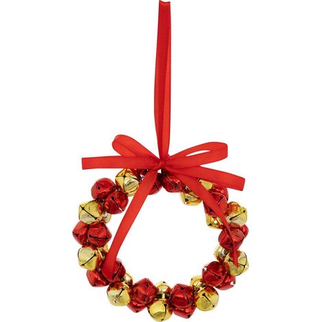 Soggetto corona di campane in metallo d.11cm rosso e oro - Feeric lights & christmas