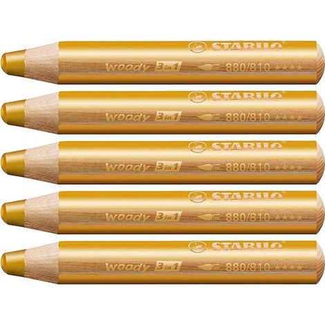 STABILO LÁPICES DE COLORES WOODY 3 EN 1 ORO ESTUCHE 5 UD