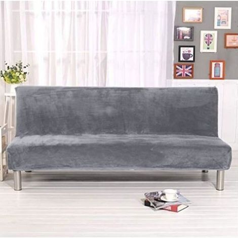 Housse de Canapé-lit - Couleur Solide Gris - Élastique - Taille 180-210cm (1/4)