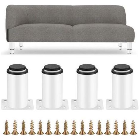4 Pièces Pieds de Meubles Réglables, Pieds de Table en Métal Blanc, Pieds Réglables en Hauteur 0-40 mm, Pieds de pour Meuble Cuisine, Armoires, Lit, Table Pieds (1/5)
