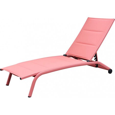 Lettino Prendisole da Giardino Itaca Impilabile 194x71x83 h cm in Textilene Rosso (1/4)
