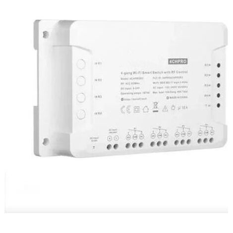 4CHProR3 Interruttore wireless RF intelligente WiFi a 4 canali, avanzamento lento/autobloccante/interbloccante, funziona con Alexa e Google Home e IFTTT (ritardo da 1 a 16 s in modalità avanzamento le