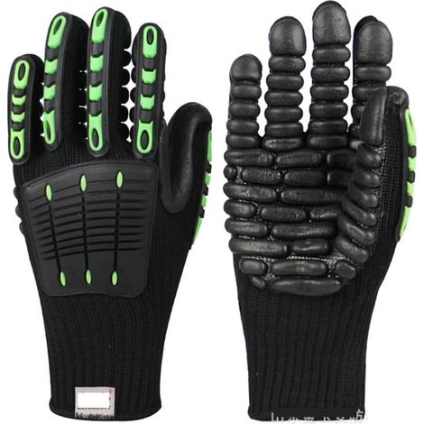 Gants résistants aux coupures, Gants de Travail de l'industrie de la mécanique de Gant de Travail Anti-Vibration résistant aux coupures for perceuse à Percussion Coupe Extensible Confortable. (1/5)