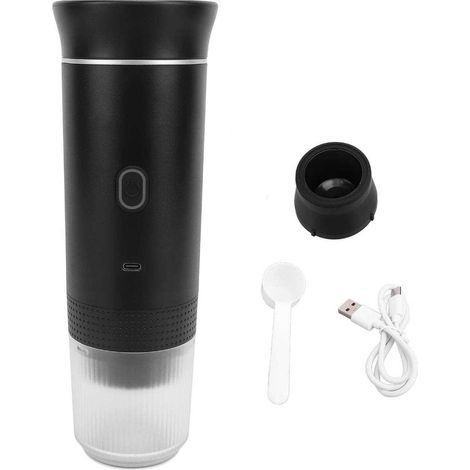 Tragbare Espressomaschine, wiederaufladbare Mini-Reisekaffeemaschine, tragbare Auto-Kaffeemaschine, Wasserkocher, Kaffeewärmer fürs Auto, geeignet für Wohnmobile (schwarz)