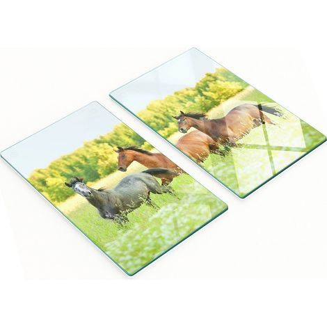 Tablas de cortar de cristal para cocina con estampado de caballo al galope, 2 x 30 x 52 cm.