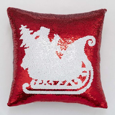 Housse De Coussin À Paillettes Réversible - Motif Flocon De Neige Et Tête De Renne - 40 X 40 Cm - Pour Décoration De Noël