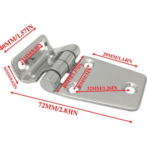 Charnière pliante estampée en acier inoxydable 72Charnières de 40 mm pour accessoires de quincaillerie marine, yacht et camping-car 72Charnières marines de 40 mm, charnières à bascule fines en acier i (1/3)