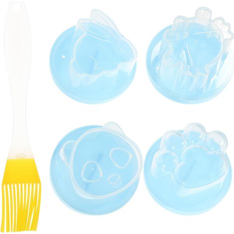 Lot de 4 moules à œufs vapeur en silicone avec pinceau à huile, compatibles micro-ondes pour la cuisson du -déjeuner (1/5)