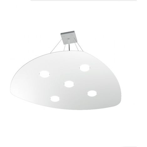 Lampadario moderno top light shape 1143 s5+2 gx53 led metallo sospensione, finitura metallo bianco