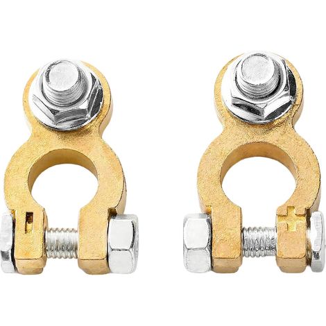 Lot de 2 Bornes de Batterie renforcées en cuivre pour Un démarrage fiable, Jeu de cosses 12V 24V pour Batterie Auto, Bateau, Caravane, Connexion Robuste avec Boulon M8, Haute conductivité (1/5)