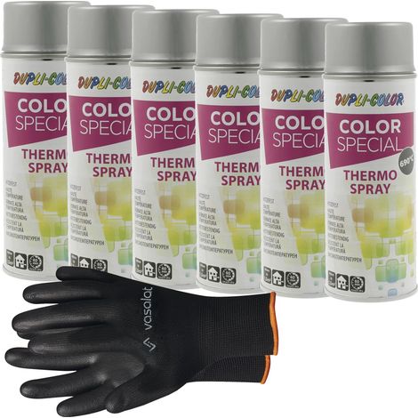 vasalat Dupli-Color Lackspray Hitzebeständig silber zum Renovieren, Ausbessern und Verschönern - hochtemperaturbeständiger Hitzelack, 6 Stück (1/5)