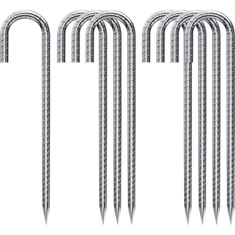 Ancoraggi a terra Ieasicer da 8 pezzi, picchetti per tende in acciaio zincato, picchetti di fissaggio con ganci a J, ancoraggio a terra in acciaio da 30 cm per coperture per trampolini (1/5)