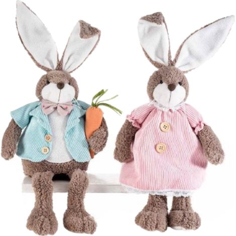 Conigli Pasquali Decorativi da Appoggiare Decorazione per Casa, Vetrine, Negozi Set da 2 (1/2)