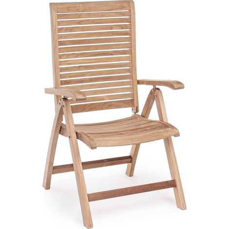 Poltrona reclinabile "Maryland" in legno teak per esterno, 5 posizioni e pieghevole (1/5)