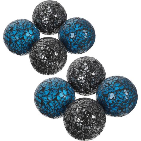 8 Pièces Boules Verre Mosaïque Fissuré Décoratives pour Vases Bols et Centre de Table Festive (1/5)